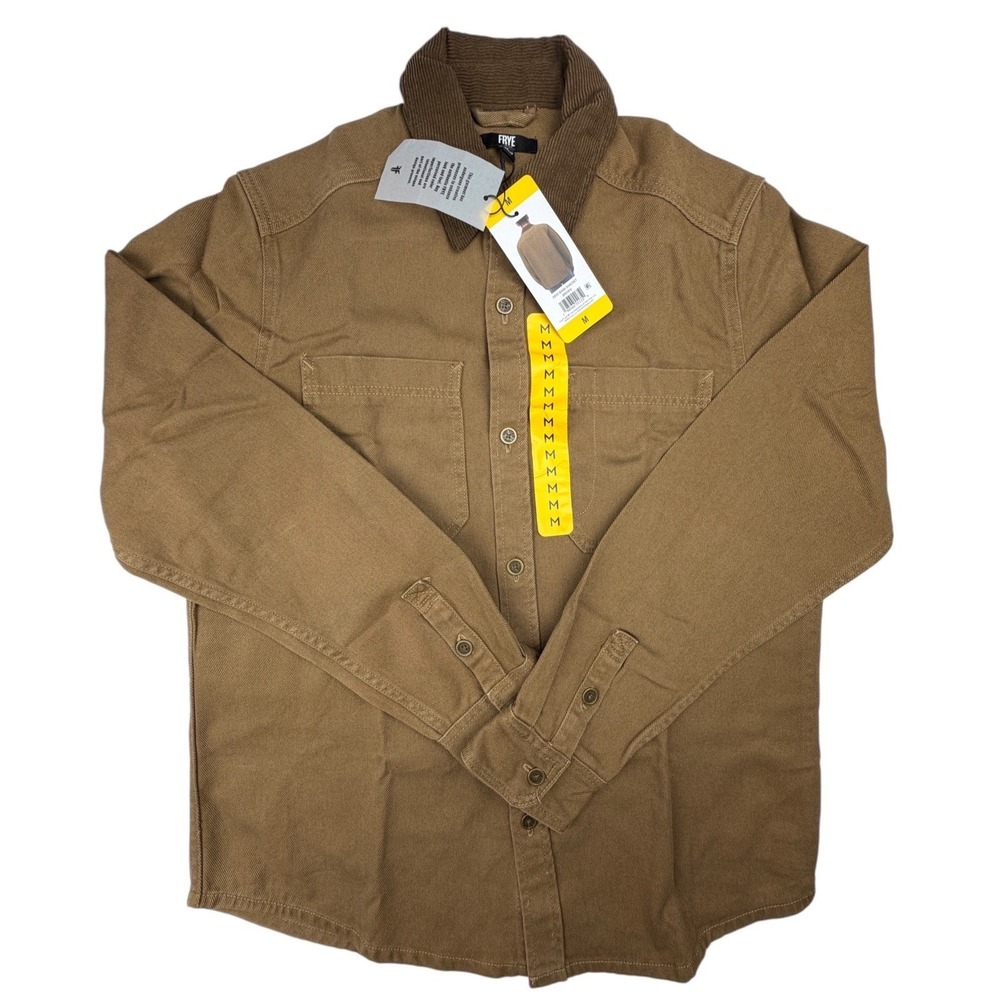 FRYE Barn Shackets Lot of 2 Mens Medium Brown Cotton Corduroy Collar Jackets NEW - Picture 10 of 12